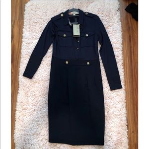 Burberry Long Sleeve Deep Navy Blue Dress (Size 8)